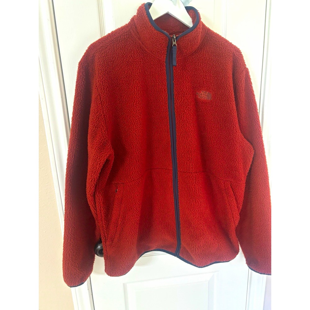 The North Face Dunraven Sherpa Full Zip Jacket Mens XL Fleece Brick Red FA21